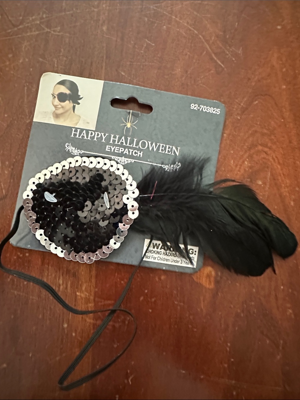 Happy Halloween Black Sequin Feather Eye Patch